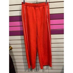 Aerie chillup Womens Red Athletic Track Pants Side Stripe Wide Leg Casual Sz S